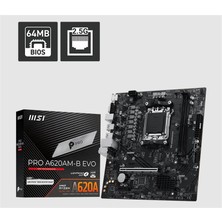 Urfakent Msı Pro A620AM-B Evo Ddr5 6800MT/S 1xhdmı 1xvga 1xm.2 USB Matx Am5 (Amd Am5 9000/8000/7000 Seri Ile Uyumlu)