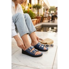 Kadın Moda Fırsat Terlik Kot Mavi Renkli Hafif ve Konforlu Deniz Plaj Tatil İçin İdeal