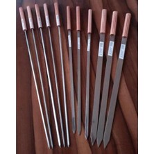 Abnturk 40CM Mangal,barbekü Şişi 10 Adet Şiş 1 Adet Maşa'dan Oluşan Barbekü Şiş Takımı