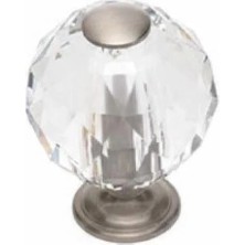 Dizaynaks Kristal Cam Düğme Kulp 20 Mm. Krom Lüx