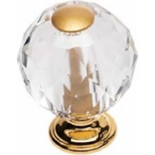 Dizaynaks Kristal Cam Düğme Kulp 20 Mm. Altın Lüx