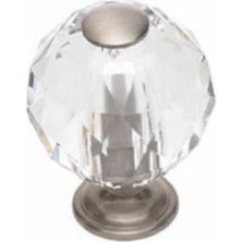Dizaynaks Kristal Cam Düğme Kulp 30 Mm. Krom Lüx