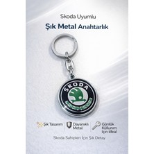 SAVEK Skoda Otomobil Anahtarlığı Metal Oto Anahtarlık 9.5 x 4 cm Şık Hediyelik Araç Aksesuar