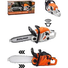 Samatlı Oyuncak Turuncu - Beyaz Elektrikli Testere Pilli Sesli Ağaç Kesme Motorlu Testeresi