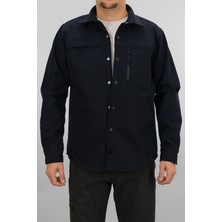 Souris Erkek Koyu Lacivert Slim Fit Softshell Gömlek Ceket Su Itici ve Rüzgara Dayanıklı