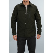 Souris Erkek Haki Slim Fit Softshell Gömlek Ceket Su Itici ve Rüzgara Dayanıklı