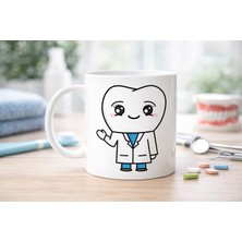 Sevimli Diş Hekimi Tasarımlı Porselen Kupa Model 168 – Diş Doktoru Temalı Kahve Kupası – Diş Hekimine Hediye Kupa