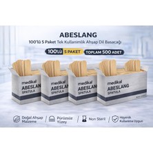 Abeslang 100'LÜ 5 Paket Tek Kullanımlık Ahşap Dil Basacağı Non Steril Medikal Spatula Toplam 500 Adet