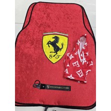 Ferrari Dekor Otomobil Halı Paspas Ön Arka Takım 4 Parça ve Kupon Vites Poları Hediyeli