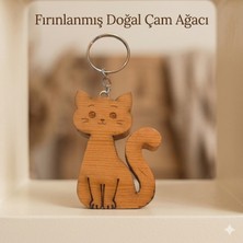 Kişiye Özel Isimli Kedi Anahtarlık - Fırınlanmış Doğal Çam Ağacı Kedi Figürü - El Yapımı Araba Dikiz Aynası ve Çanta Aksesuarı - Kedi Severlere Spiritüel Hediye