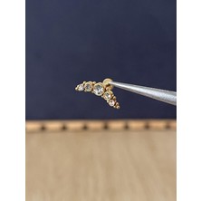 Rupen Kraft 316 L Cerrahi Çelik Sıralı Kristal Altın Piercing Kıkırdak Labret Piercing