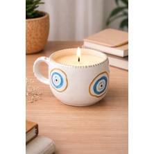 Cogo Ceramic El Yapımı Seramik Fincan Mum - Vanilya Aromalı & Çok Amaçlı Tasarım (7.5x8 Cm)