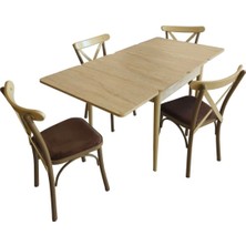 Vetrowood Beril Traverten Açılır Mutfak Masa Takımı 80X80/160 cm 4 Kapuçino Tonet Sandalyeli