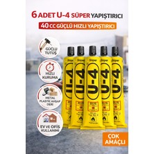 6 Adet U-4 Süper Yapıştırıcı 40 cc Güçlü Hızlı Yapıştırıcı Çok Amaçlı Metal Plastik Ahşap Deri Yapıştırıcı