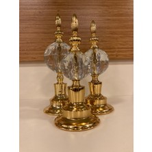 Plus Home Dekorasyon Dekoratif 3'lü Küre Obje Kristal ve Pirinç Renk Altın Yükseklikleri 26-24 ve 22 cm