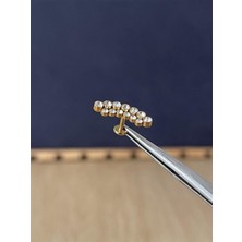 Rupen Kraft 316 L Cerrahi Çelik Sıralı Kristal Altın Piercing Kıkırdak Labret Piercing
