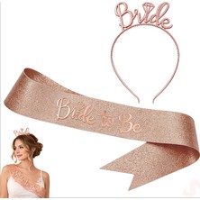 Süsle Bebek ve Parti Bride Taç ve Bride To Be Kuşak Seti - Rose Gold