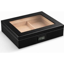 Falconetti Sedir Siyah Camlı Mat Kısa Humidor Puro Kutusu RD68SY