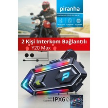 Piranha 7040 20MAX Motosiklet | Interkom Kulaklık Bluetooth 5.3 Çift Bağlantı Rgb Işıklı  |  Uzun Pil Ömrü