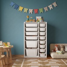 Seven Madame Kids Club Lora 14 Sepetli Mıx Oyuncak Dolabı | 70X30X110 cm | Çocuk Odası Düzenleyici | Çok Amaçlı Dolap