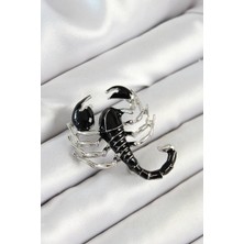 Nexgen 3D Siyah Akrep Figürlü Gümüş Renk Kadın Broş