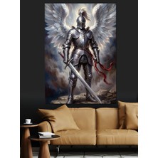 Karizma Tablo Kanatlı ve Zırhlı Melek Şövalye Dekoratif Kanvas - Mdf Ahşap Tablo