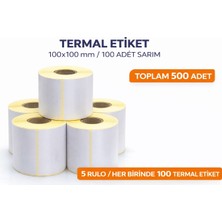 Genel 100X100 mm Termal Etiket Rulosu – Güçlü Yapışkanlı, Barkod & Kargo Etiketi – Direkt Termal Yazıcı Uyumlu - 5 Adet