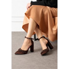 Saten Incili Yüksek Topuklu Ayakkabı