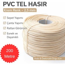 Mady Aksesuar Pvc Tel Hasır Ip, Krem 200METRE, Hazeran Örme, Dayanıklı Sandalye, Masa Tamir Ipi