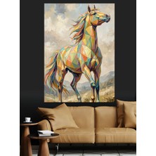 Karizma Tablo Renkli Geometrik At Figürü Dekoratif Kanvas - Mdf Ahşap Tablo