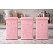 Zeyma Home Akrilik Pembe Şeker Kahve Çay Kavanozu 500 ml (Vakum Kapak )