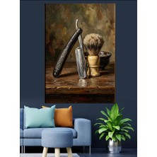 Karizma Tablo Masada Antik Ustura ve Fırça Dekoratif Kanvas - Mdf Ahşap Tablo