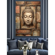 Karizma Tablo Duvarda Buda Kabartma Heykeli Dekoratif Kanvas - Mdf Ahşap Tablo