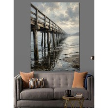 Karizma Tablo Denizde Iskele ve Bulutlu Gökyüzü Dekoratif Kanvas - Mdf Ahşap Tablo