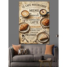 Karizma Tablo Menü Yazılı Retro Fransız Kafesi Dekoratif Kanvas - Mdf Ahşap Tablo