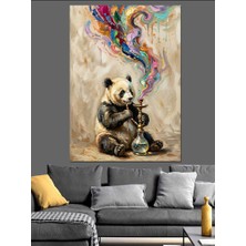 Karizma Tablo Nargile Içen ve Dumanlı Panda Dekoratif Kanvas - Mdf Ahşap Tablo