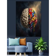 Karizma Tablo Beyin ve Renkli Akıntı Soyut Dekoratif Kanvas - Mdf Ahşap Tablo