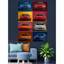 Karizma Tablo Çoklu Araba Modelleri Kolajı Dekoratif Kanvas - Mdf Ahşap Tablo