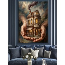 Karizma Tablo Avuç Içinde Küçük Ev Tasarımı Dekoratif Kanvas - Mdf Ahşap Tablo