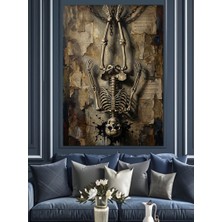 Karizma Tablo Asılı Duran Kemik Iskelet Dekoratif Kanvas - Mdf Ahşap Tablo