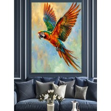 Karizma Tablo Kanatlarını Açmış Renkli Papağan Kuşu Dekoratif Kanvas - Mdf Ahşap Tablo