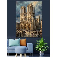 Karizma Tablo Paris Notre Dame Katedrali Dekoratif Kanvas - Mdf Ahşap Tablo