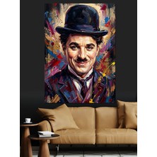 Tablomega Renkli Boya Patlamalı Charlie Chaplin Dekoratif Kanvas - Mdf Ahşap Tablo