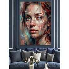 Karizma Tablo Renk Lekeli Duygusal Kadın Yüzü Dekoratif Kanvas - Mdf Ahşap Tablo