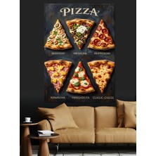 Karizma Tablo Üç Dilim Pizza Modern Pano Dekoratif Kanvas - Mdf Ahşap Tablo