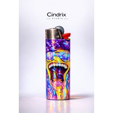 Cındrıx Studıo Holografik Psychedelic Yüz Tasarım Gazlı Çakmak