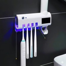 Uv Işıklı Diş Fırçası Sterilizatörü ve Otomatik Diş Macunu Dispenseri Hijyenik Diş Fırçası Tutucu