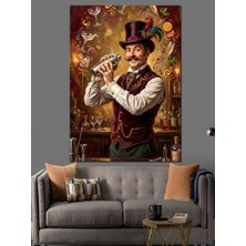 Karizma Tablo Şık Giyimli ve Kokteyl Hazırlayan Barmen Dekoratif Kanvas - Mdf Ahşap Tablo