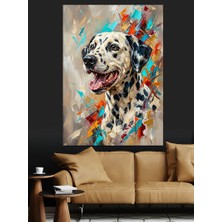 Karizma Tablo Renkli Dalmaçyalı Köpek Portresi Dekoratif Kanvas - Mdf Ahşap Tablo