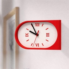 Hanart Istasyon Tipi Çift Taraflı Modern Dekoratif Duvar Saati Kırmızı